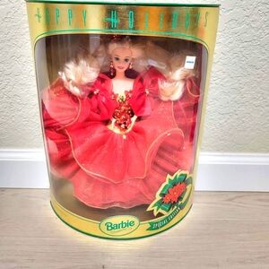 VTG Happy Holidays Special Edition Hallmark Barbie Mattel 1993 Red dress